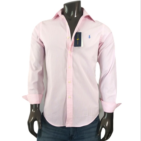 *Ralph Lauren Pink & White strip Button-down shirt